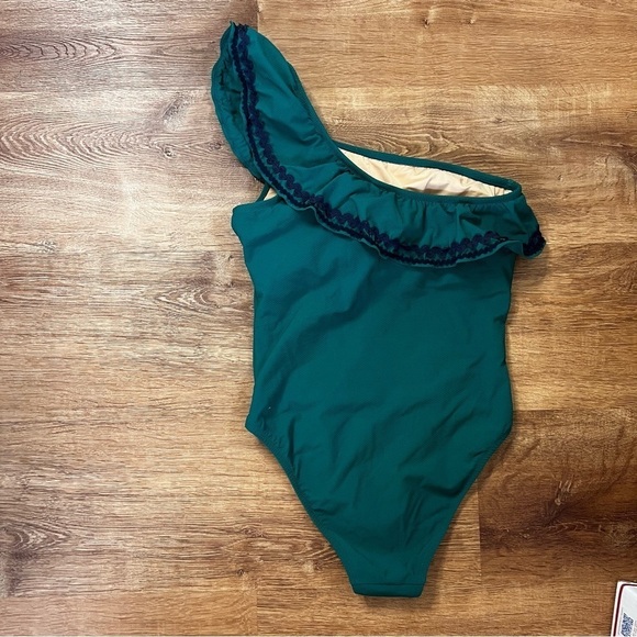 J Crew One-shoulder ruffle one-piece swimsuit with rickrack bodysuit - Picture 5 of 11